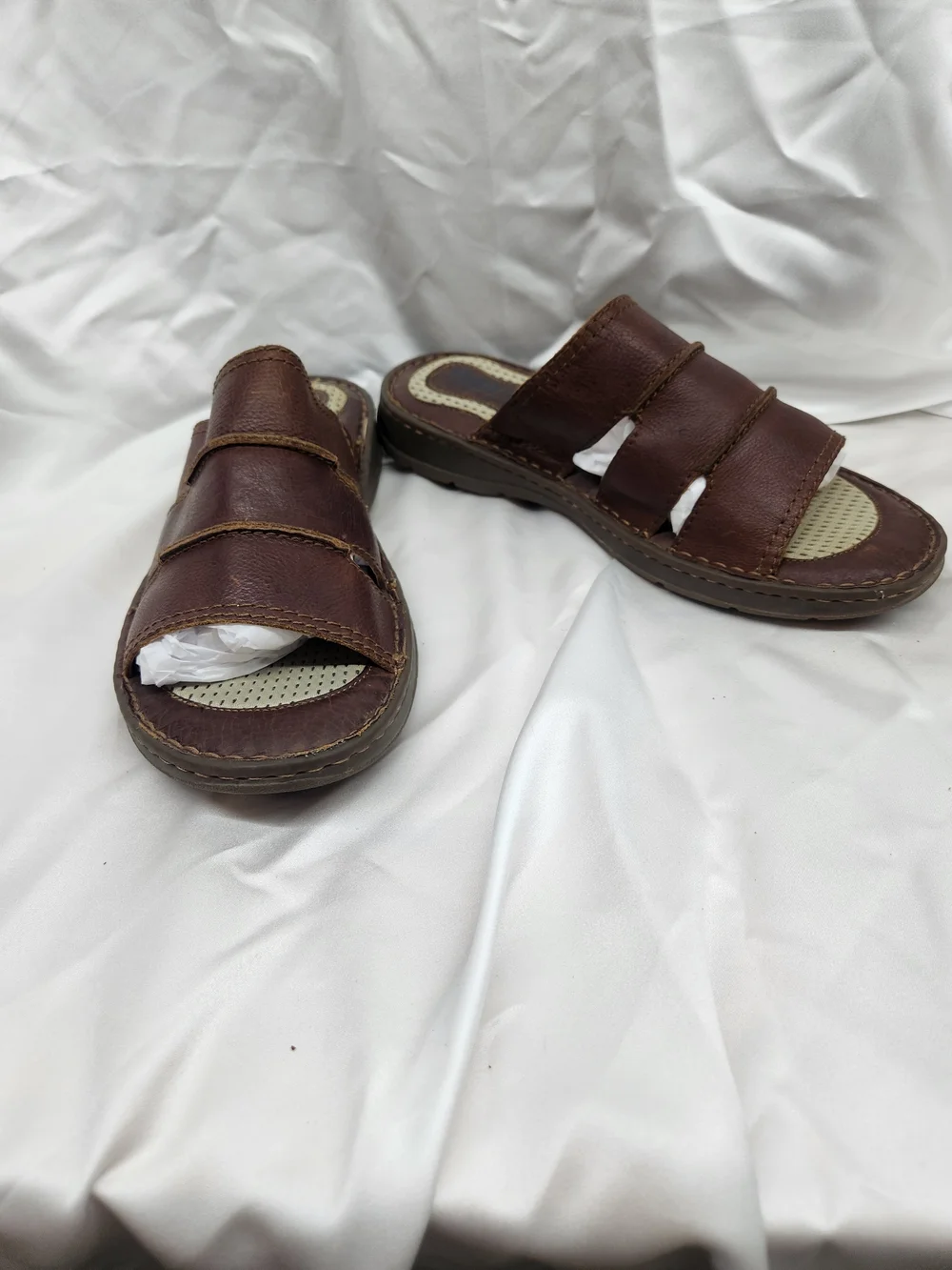 Born Men's Dark Brown Leather Slide Sandals